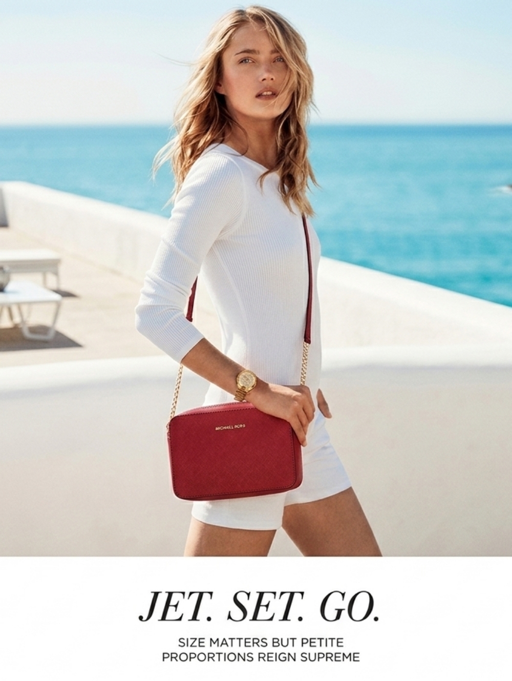 Michael Kors Jet Set Cherry Red Saffiano Leather Crossbody Bag
